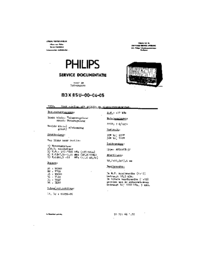 Philips B3X85U  Philips Historische Radios B3X85U B3X85U.pdf