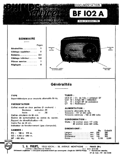 Philips BF102A  Philips Historische Radios BF102A BF102A.pdf