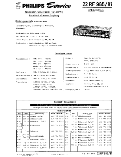 Philips 22rf985 sm  Philips Historische Radios 22RF985 philips_22rf985_sm.pdf