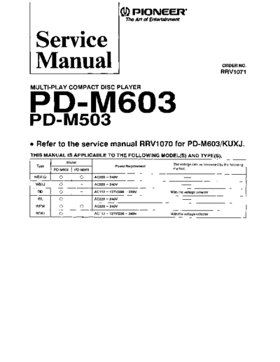 Pioneer hfe   pd-m503 603 service rrv1071  Pioneer CD PD-M503 hfe_pioneer_pd-m503_603_service_rrv1071.pdf