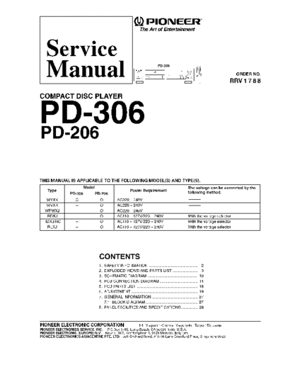 Pioneer hfe   pd-206 306 service en  Pioneer CD PD-306 hfe_pioneer_pd-206_306_service_en.pdf