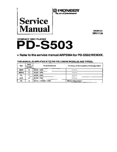Pioneer hfe   pd-s503 service  Pioneer CD PD-S503 hfe_pioneer_pd-s503_service.pdf