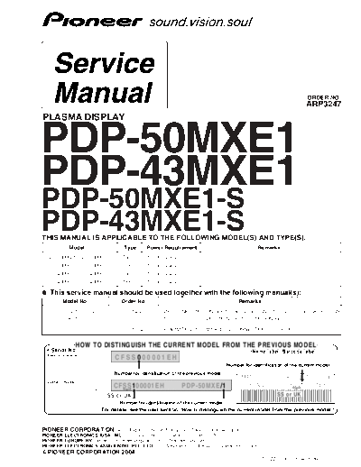Pioneer pdp-50mxe1 730  Pioneer Plasma TV PDP-50MXE1, PDP-43MXE1 pdp-50mxe1_730.pdf