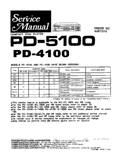 Pioneer hfe pioneer pd-4100 5100 service arp1516 en  Pioneer CD PD-4100 hfe_pioneer_pd-4100_5100_service_arp1516_en.pdf