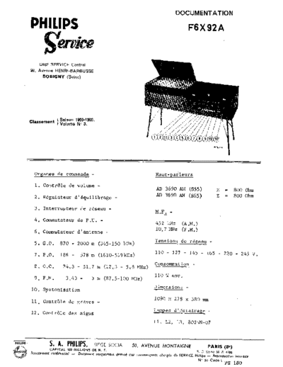 Philips f6x 92 a  Philips Historische Radios F6X92A f6x 92 a.pdf