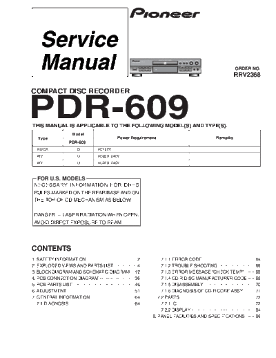 Pioneer hfe   pdr-609 service rrv2368  Pioneer CD PDR-609 hfe_pioneer_pdr-609_service_rrv2368.pdf