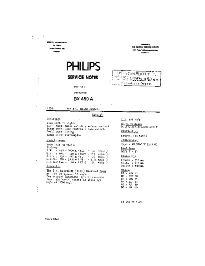 Philips BX459A  Philips Historische Radios BX459A BX459A.pdf