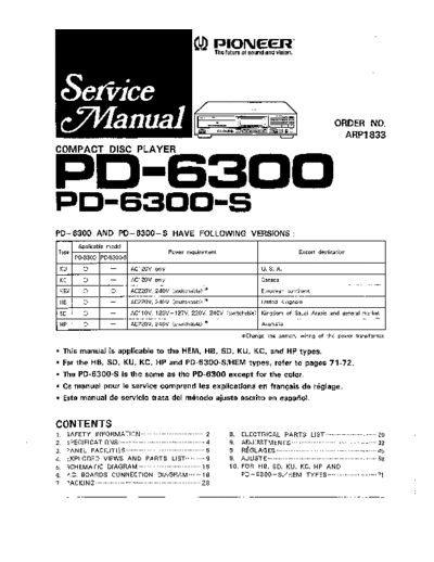 Pioneer hfe   pd-6300 service  Pioneer CD PD-6300 hfe_pioneer_pd-6300_service.pdf