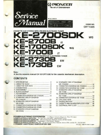 Pioneer KE-2700SDK 2700B 1700SDK 1700B 2730B 1730B CRT1325 sch  Pioneer Car Audio KE-1730B PIONEER_KE-2700SDK_2700B_1700SDK_1700B_2730B_1730B_CRT1325_sch.pdf