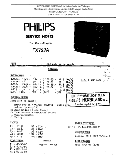Philips fx 727 a  Philips Historische Radios FX727A fx 727 a.pdf