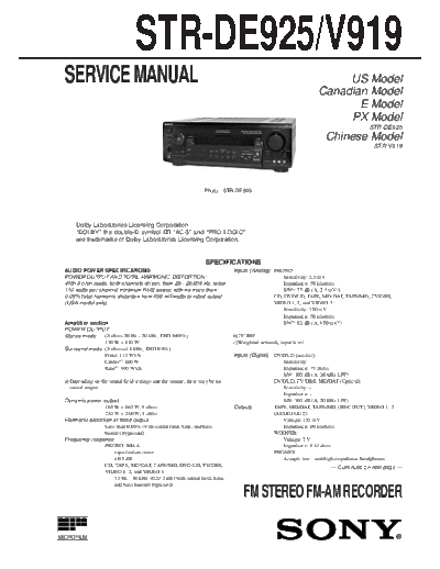 panasonic str-de925 v919 916  panasonic Fax KXFM90PDW Viewing SGML_VIEW_DATA EU KX-FM90PD-W SVC Audio str-de925_v919_916.pdf