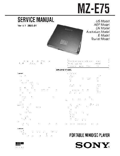 panasonic sony mz-e75 service manual  panasonic Fax KXFM90PDW Viewing SGML_VIEW_DATA EU KX-FM90PD-W SVC Audio sony_mz-e75_service_manual.pdf