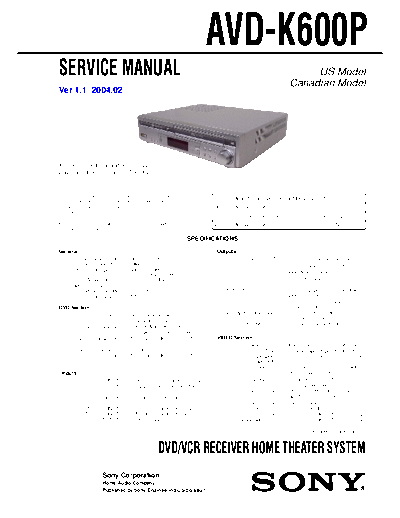 panasonic hfe sony avd-k600p servie en  panasonic Fax KXFM90PDW Viewing SGML_VIEW_DATA EU KX-FM90PD-W SVC Audio AVD-K600P hfe_sony_avd-k600p_servie_en.pdf