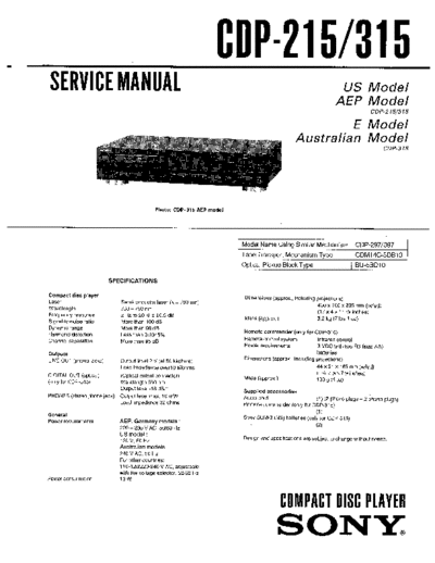 panasonic hfe sony cdp-215 315 service en  panasonic Fax KXFM90PDW Viewing SGML_VIEW_DATA EU KX-FM90PD-W SVC Audio CDP-215 hfe_sony_cdp-215_315_service_en.pdf