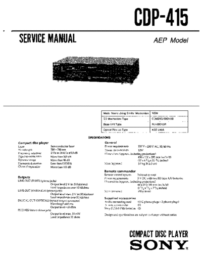 panasonic hfe sony cdp-415 service en  panasonic Fax KXFM90PDW Viewing SGML_VIEW_DATA EU KX-FM90PD-W SVC Audio CDP-415 hfe_sony_cdp-415_service_en.pdf