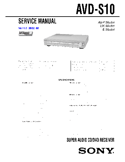 panasonic hfe sony avd-s10 service en  panasonic Fax KXFM90PDW Viewing SGML_VIEW_DATA EU KX-FM90PD-W SVC Audio AVD-S10 hfe_sony_avd-s10_service_en.pdf