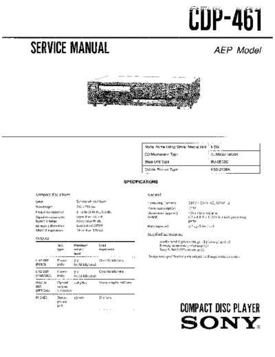 panasonic hfe sony cdp-461 service en  panasonic Fax KXFM90PDW Viewing SGML_VIEW_DATA EU KX-FM90PD-W SVC Audio CDP-461 hfe_sony_cdp-461_service_en.pdf