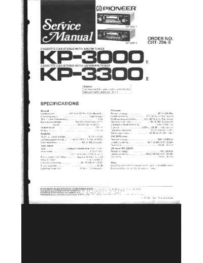 Pioneer KP-3000 KP-3300 CRT2940  Pioneer Car Audio KP-3000 KP-3300 PIONEER_KP-3000_KP-3300_CRT2940.pdf