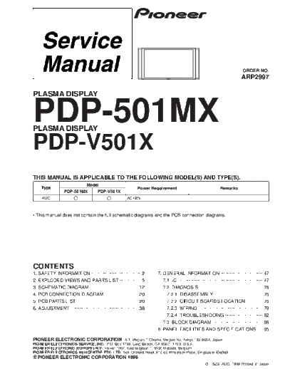 Pioneer PDP501  Pioneer Plasma TV PDP-V501X Pioneer PDP501.pdf