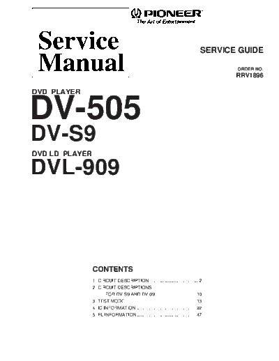 Pioneer hfe   dv-505 s9 dvl-909 service guide en  Pioneer Laser Disk DVL-909 hfe_pioneer_dv-505_s9_dvl-909_service_guide_en.pdf