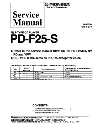 Pioneer hfe   pd-f25-s service en rrv1674  Pioneer CD PD-F25 hfe_pioneer_pd-f25-s_service_en_rrv1674.pdf
