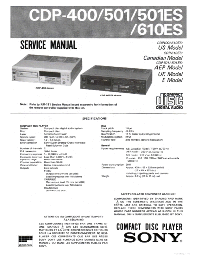 panasonic hfe sony cdp-400 501 501es 610es service en  panasonic Fax KXFM90PDW Viewing SGML_VIEW_DATA EU KX-FM90PD-W SVC Audio CDP-400 hfe_sony_cdp-400_501_501es_610es_service_en.pdf