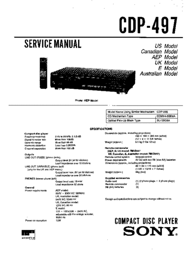 panasonic hfe sony cdp-497 service partial en  panasonic Fax KXFM90PDW Viewing SGML_VIEW_DATA EU KX-FM90PD-W SVC Audio CDP-497 hfe_sony_cdp-497_service_partial_en.pdf