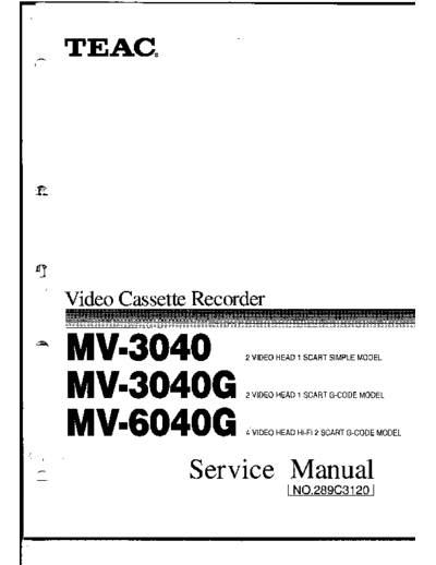 teac INDEX  teac VCR MV6040g Service Manual INDEX.PDF