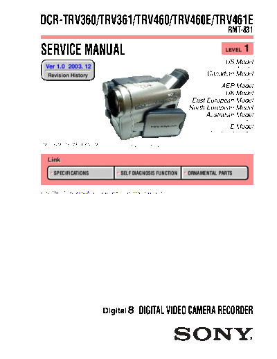 Sony CAMARA    DCR - TRV 360--361--460--461 E   ( LEVEL 1 )  Sony Camera CAMARA SONY  DCR - TRV 360--361--460--461 E   ( LEVEL 1 )  .pdf