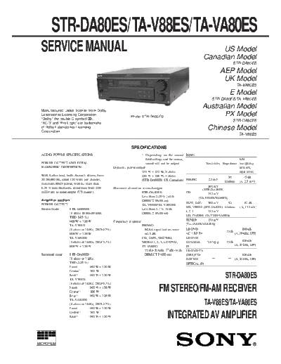 Sony STR-DA80ES TA-V88ES TA-VA80ES receiver amp  Sony Sony STR-DA80ES_TA-V88ES_TA-VA80ES receiver_amp.pdf
