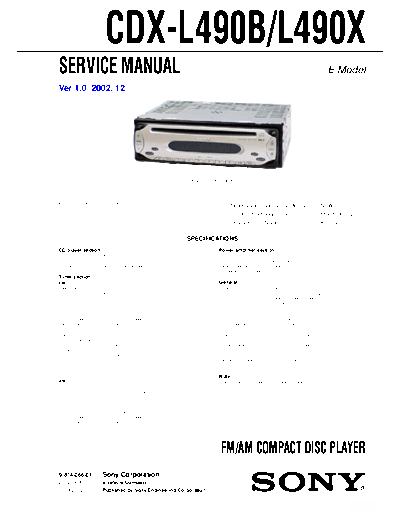 Sony CDX-L490B , L490X  Sony SONY CDX-L490B , L490X .pdf