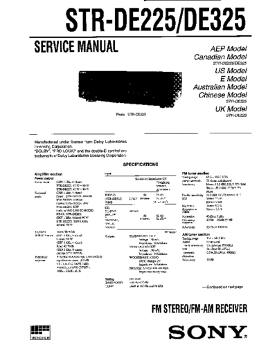 Sony STR-DE225 325 receiver  Sony Sony STR-DE225_325 receiver.pdf