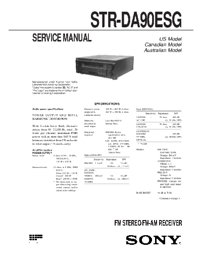 Sony STR-DA90ESG receiver  Sony Sony STR-DA90ESG receiver.pdf