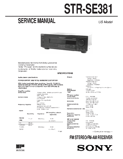 Sony STR-SE381  Sony Sony STR-SE381.pdf