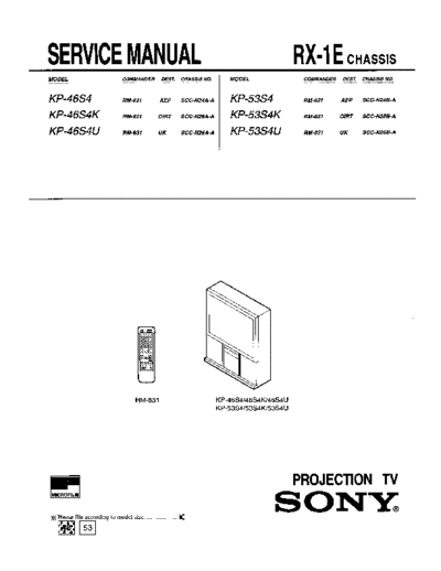 Sony KP-53S4 CHASSIS RX-1E  Sony SONY KP-53S4 CHASSIS RX-1E.pdf