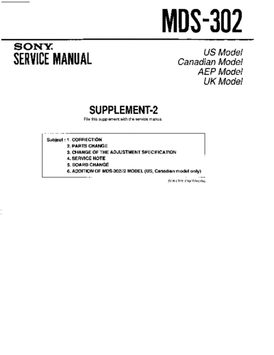 Sony MDS302 SUPPL.2  Sony SONY MDS302 SUPPL.2.pdf