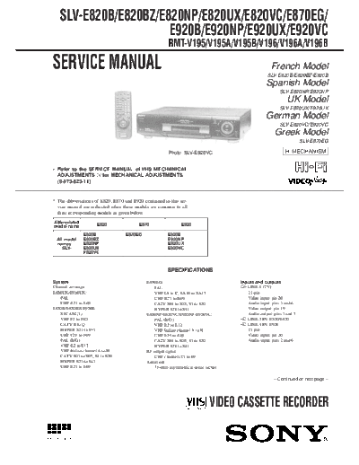 Sony SLV-E820  Sony SONY SLV-E820.pdf