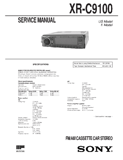 Sony XR-C9100  Sony SONY XR-C9100.pdf