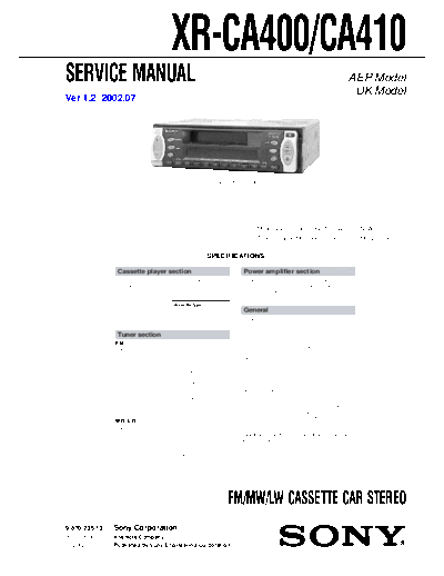 Sony AUTORADIO XR CA400 CA4  Sony SONY_AUTORADIO_XR_CA400_CA4.PDF