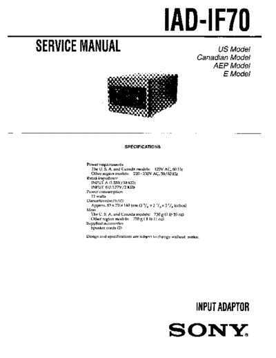 Sony IAD-IF70 Input adaptor  Sony Sony IAD-IF70 Input_adaptor.pdf