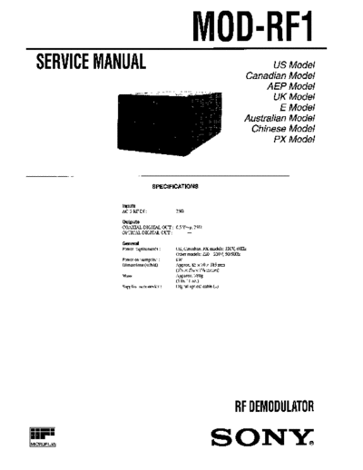 Sony MOD-RF1 RF demodulator  Sony Sony MOD-RF1 RF_demodulator.pdf