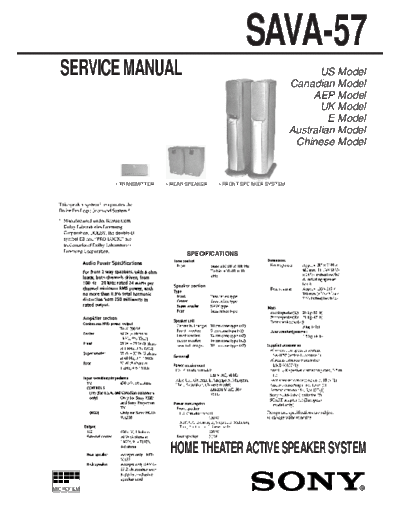 Sony SAVA-57 Home theater act speakers  Sony Sony SAVA-57 Home_theater_act_speakers.pdf