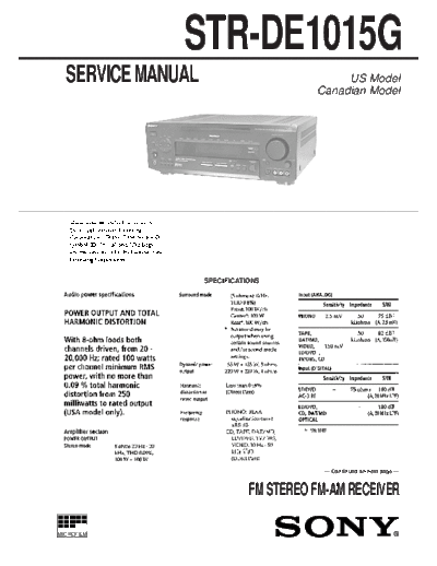 Sony STR-1015G receiver  Sony Sony STR-1015G receiver.pdf