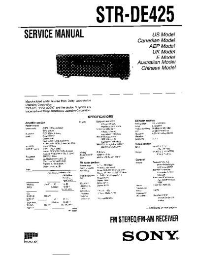 Sony STR-DE425 receiver  Sony Sony STR-DE425 receiver.pdf