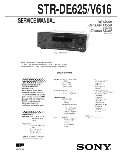 Sony STR-DE625 V616 receiver  Sony Sony STR-DE625_V616 receiver.pdf