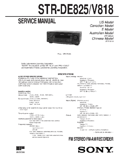 Sony STR-DE825 V818  Sony Sony STR-DE825_V818.pdf