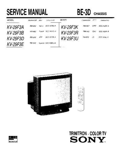 Sony Tv Kv-29F Service Manual (Be3D Chassis)  Sony Sony Tv Kv-29F Service Manual (Be3D Chassis).pdf