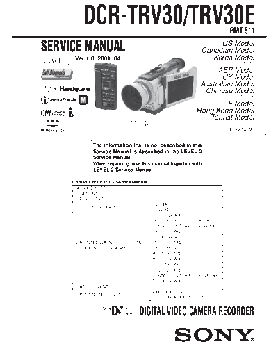 Sony CAMARA    DCR - TRV 30 E     LEVEL 3  Sony Camera CAMARA SONY  DCR - TRV 30 E     LEVEL 3     .PDF