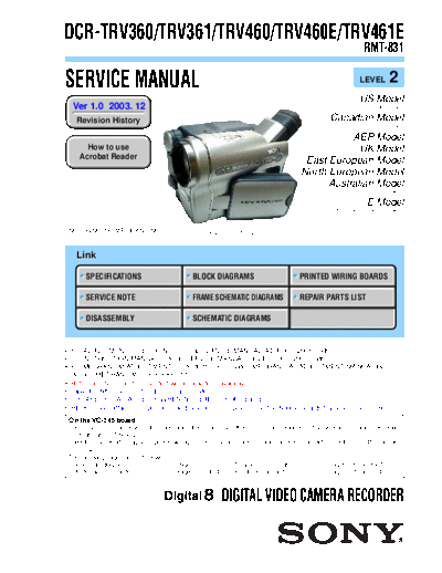 Sony CAMARA    DCR - TRV 360--361--460--461 E  ( LEVEL 2 )  Sony Camera CAMARA SONY  DCR - TRV 360--361--460--461 E  ( LEVEL 2 )  .pdf