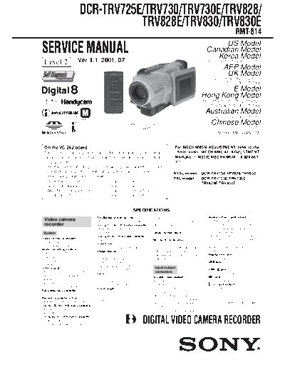 Sony CAMARA    DCR - TRV 725---730---828---830   Level 2 v1.1  Sony Camera CAMARA SONY  DCR - TRV 725---730---828---830   Level 2 v1.1.pdf